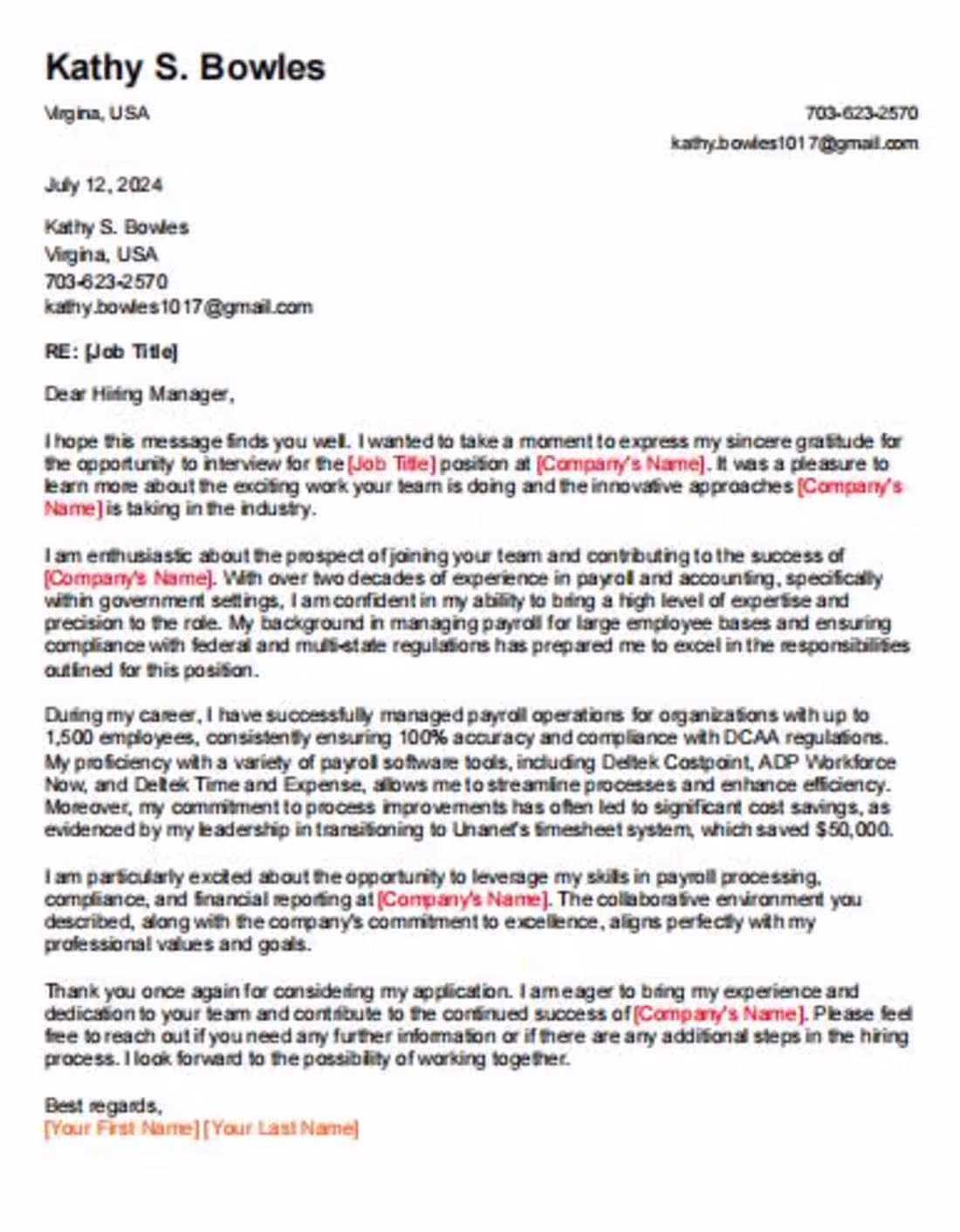 Cover image for Kathy's Follow Up Letter