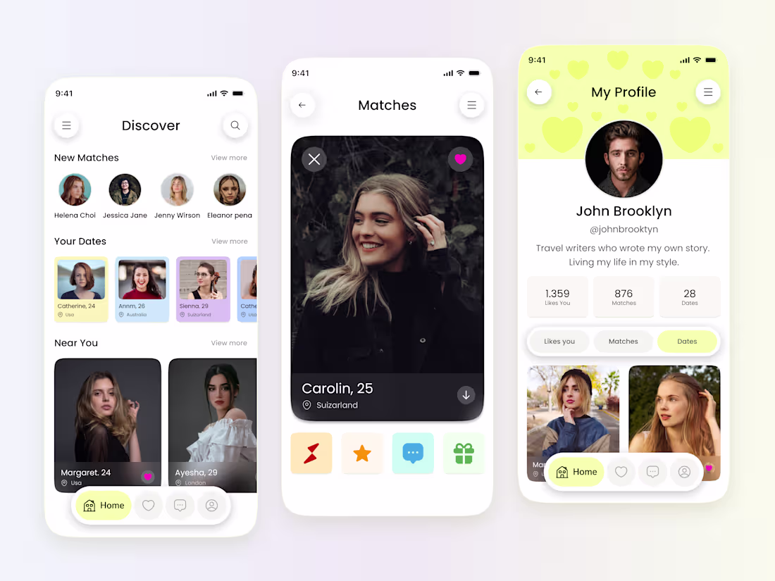 Cover image for :This concept showcases a modern dating app UI that focuses ...