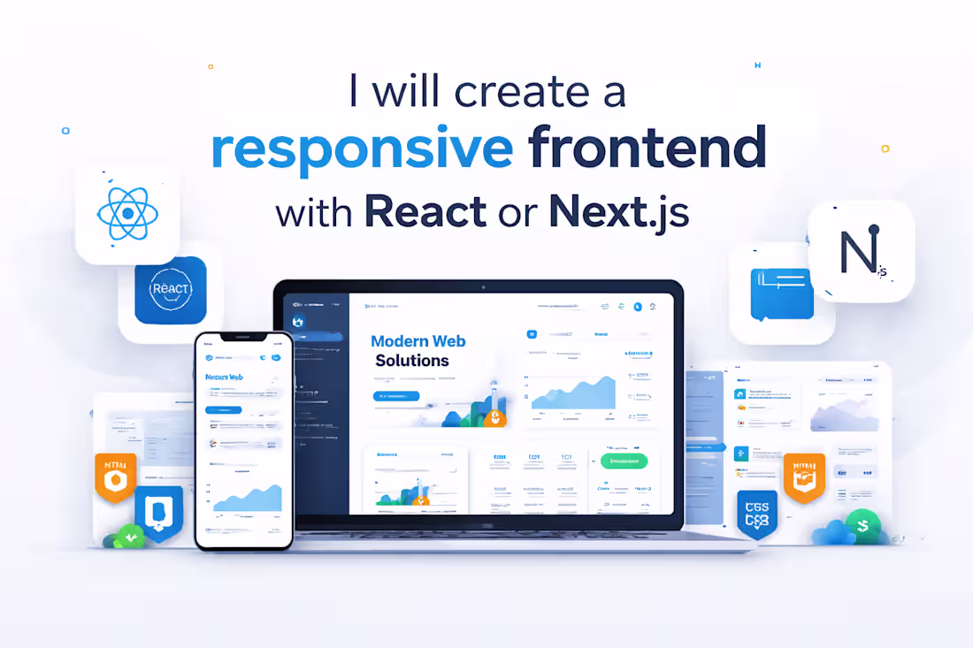 Cover image for I will create a responsive frontend with React or Next.js