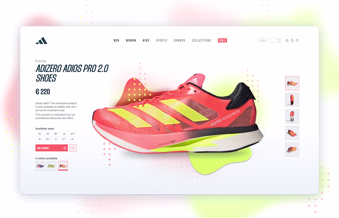 Cover image for Adidas Adizero Adios Pro 2.0 Landing Page - Concept