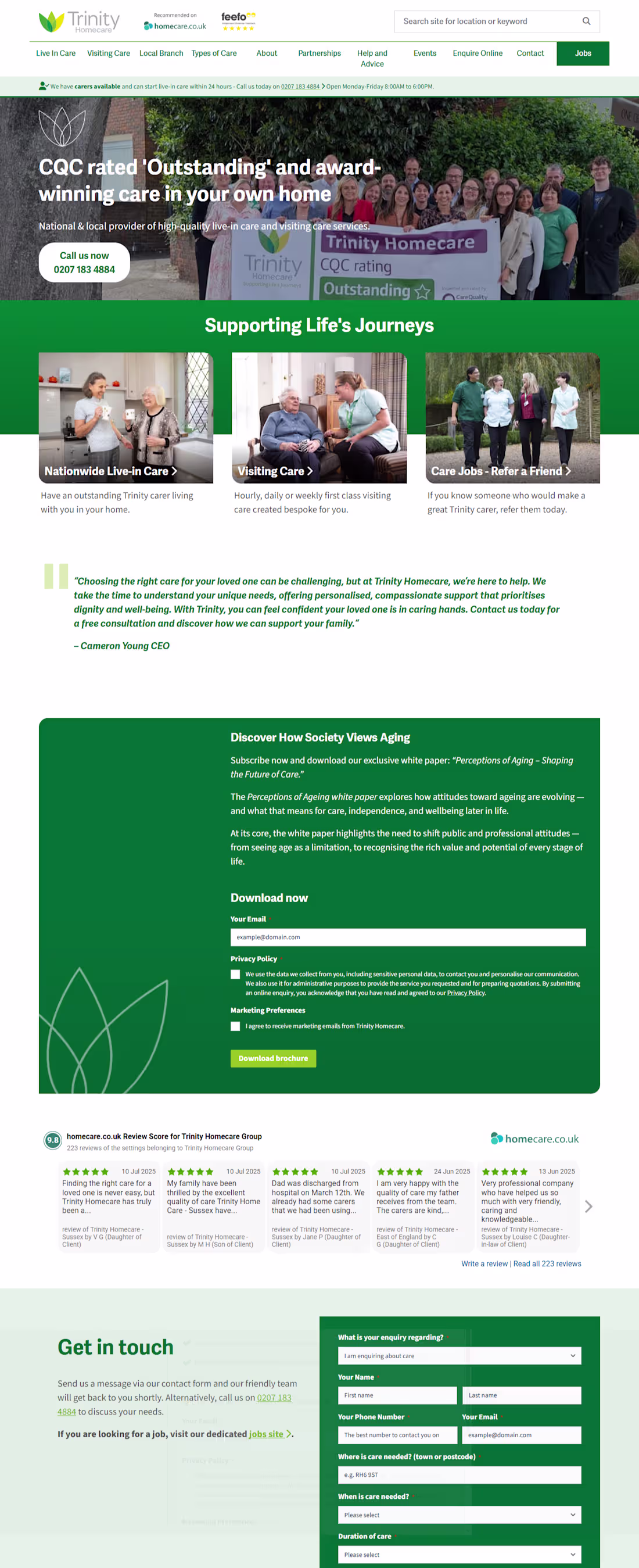 Cover image for Trinity Home Care website