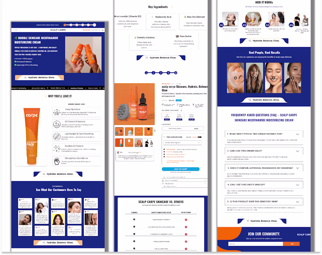 Cover image for Landing page for Bubble Skincare Nicotinamide Moisturizing Cream