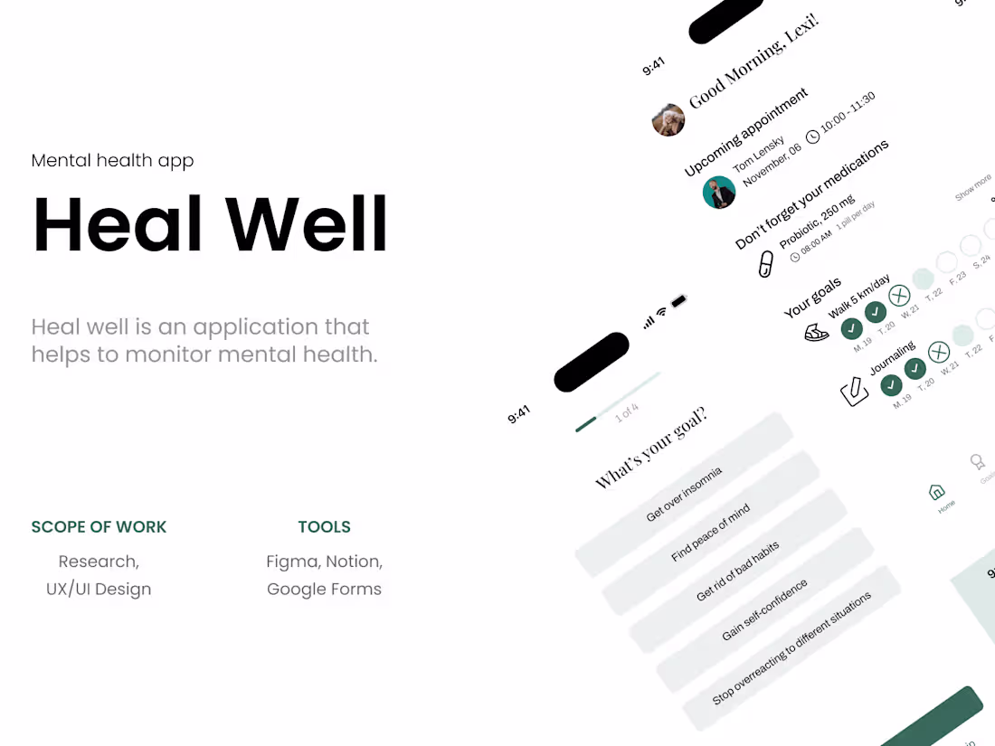 Cover image for Heal Well Mobile App UX/UI Case Study