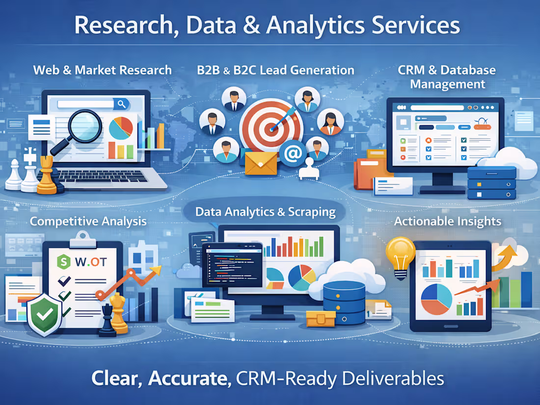 Cover image for I provide Research, Data &