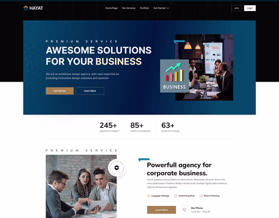 Cover image for Business consultancy landing page design (Dark mood)