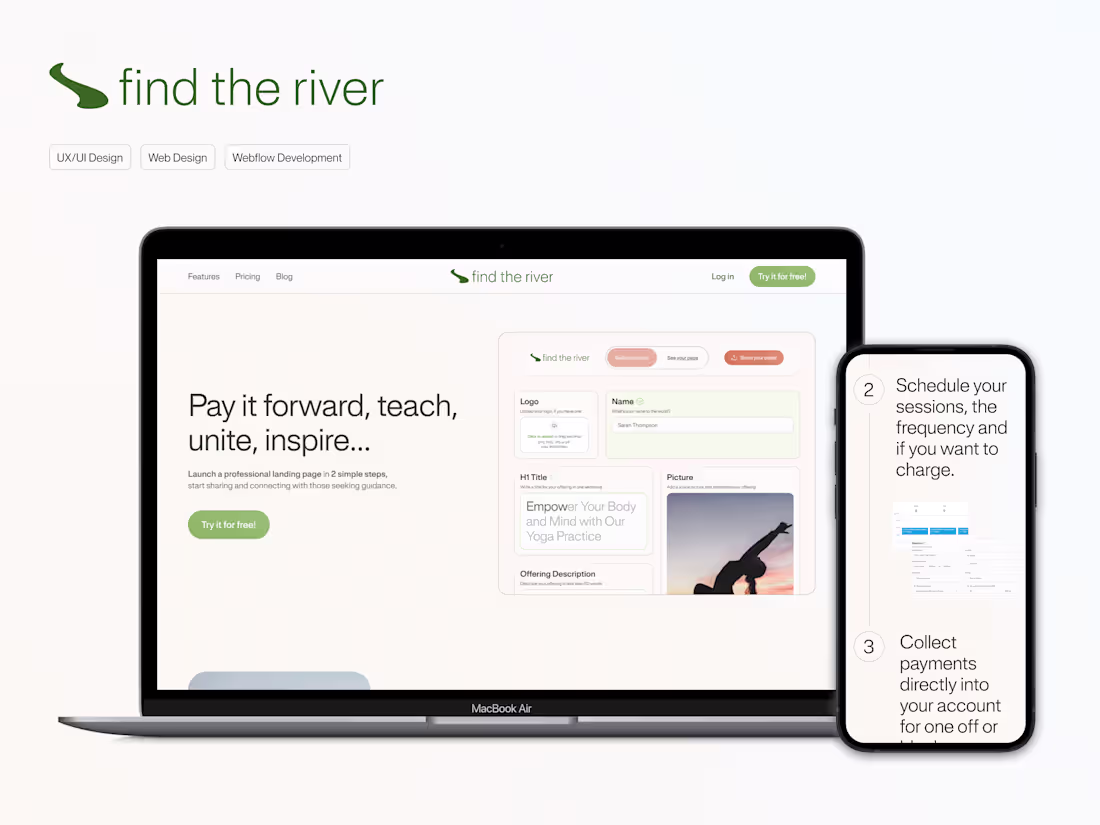 Cover image for Find the River - UX/UI, Web Design & Webflow Dev