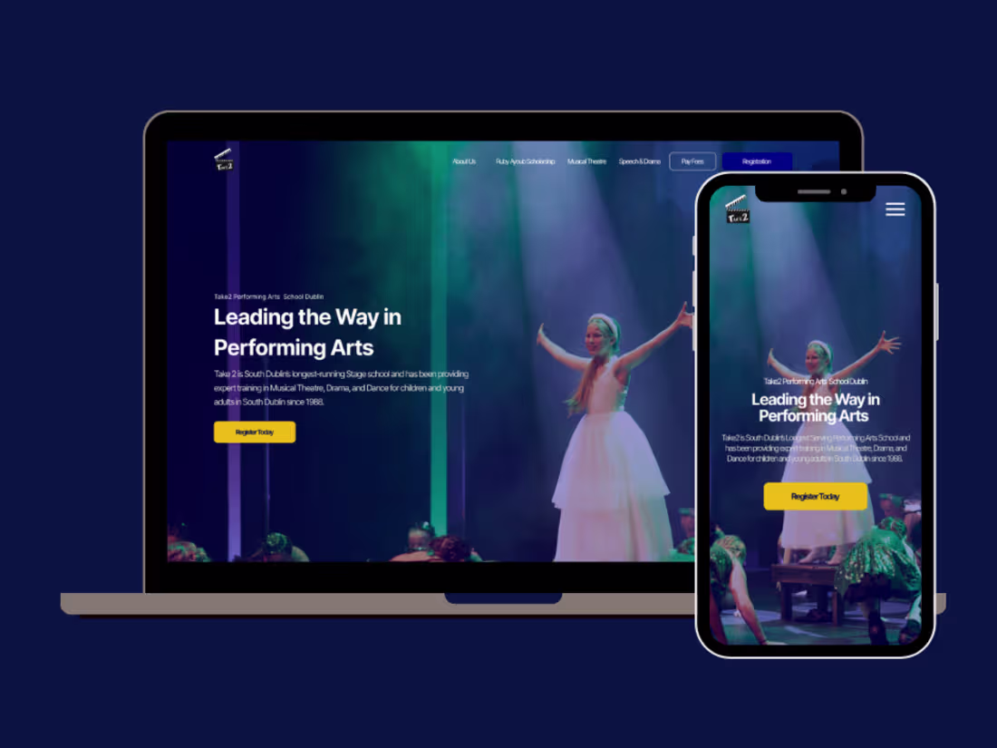 Cover image for Take2 Performing Arts School Website