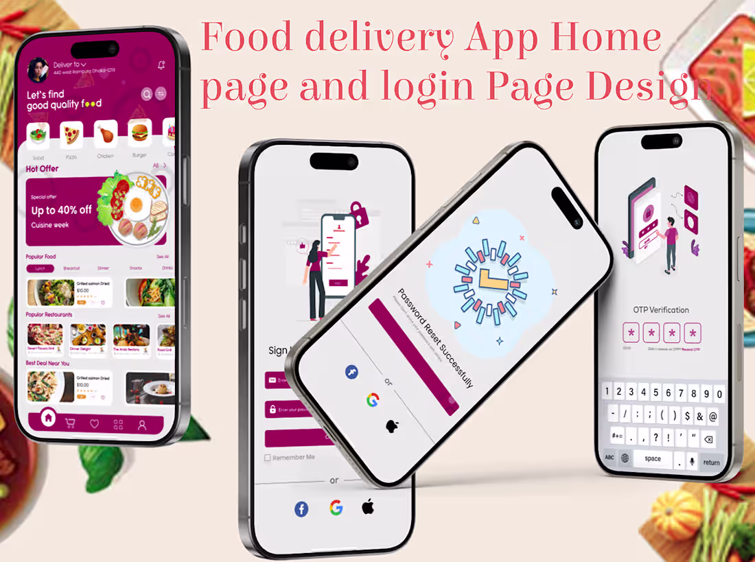 Cover image for Food Mobile App Home and Login Page Design 