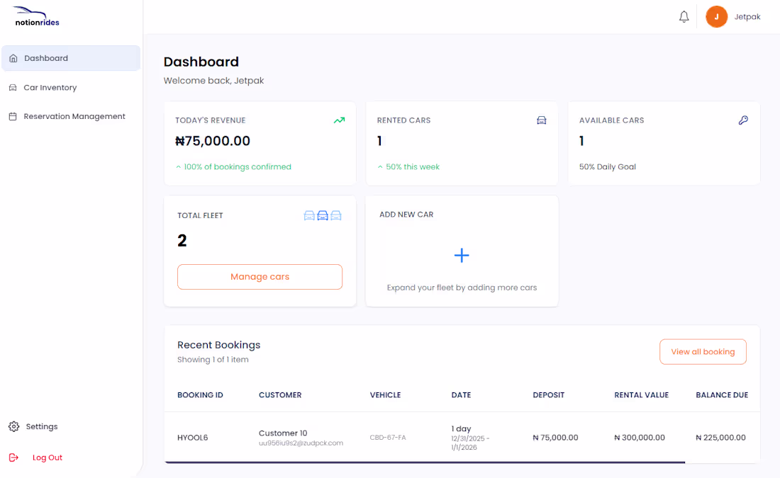 Cover image for Notion Rides – Car Rental Web App I worked as a Frontend Dev...