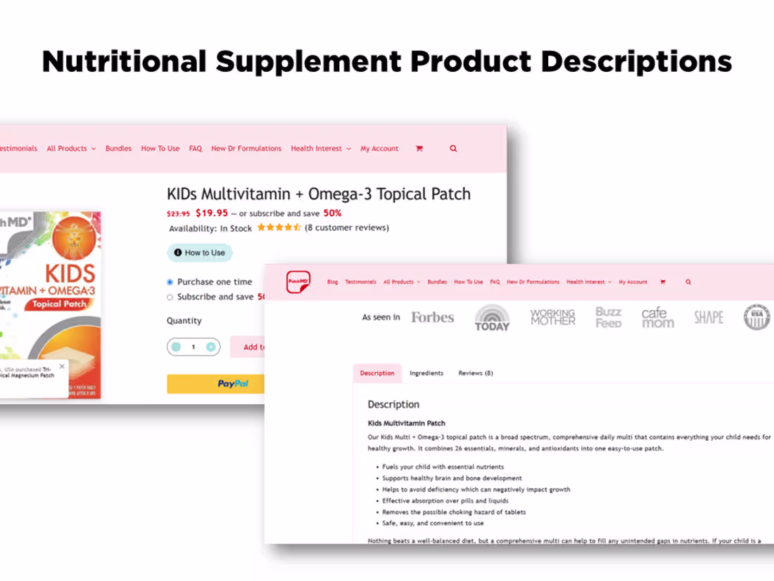 Cover image for Nutrition Content Writing - Blog Articles & Product Descriptions