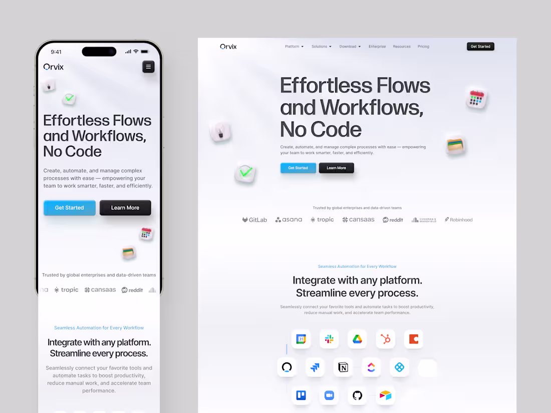 Cover image for Orvix - Productivity Responsive Landing Page