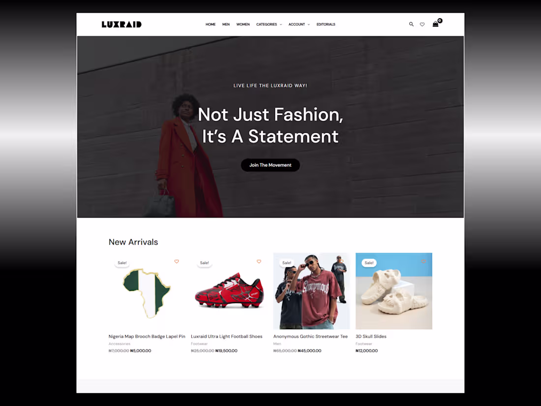 Cover image for Luxraid - Luxury Fashion E-commerce Website Redesign