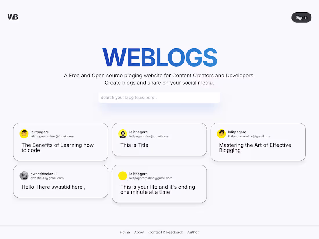 Cover image for Weblogs - Create your own blogs for free