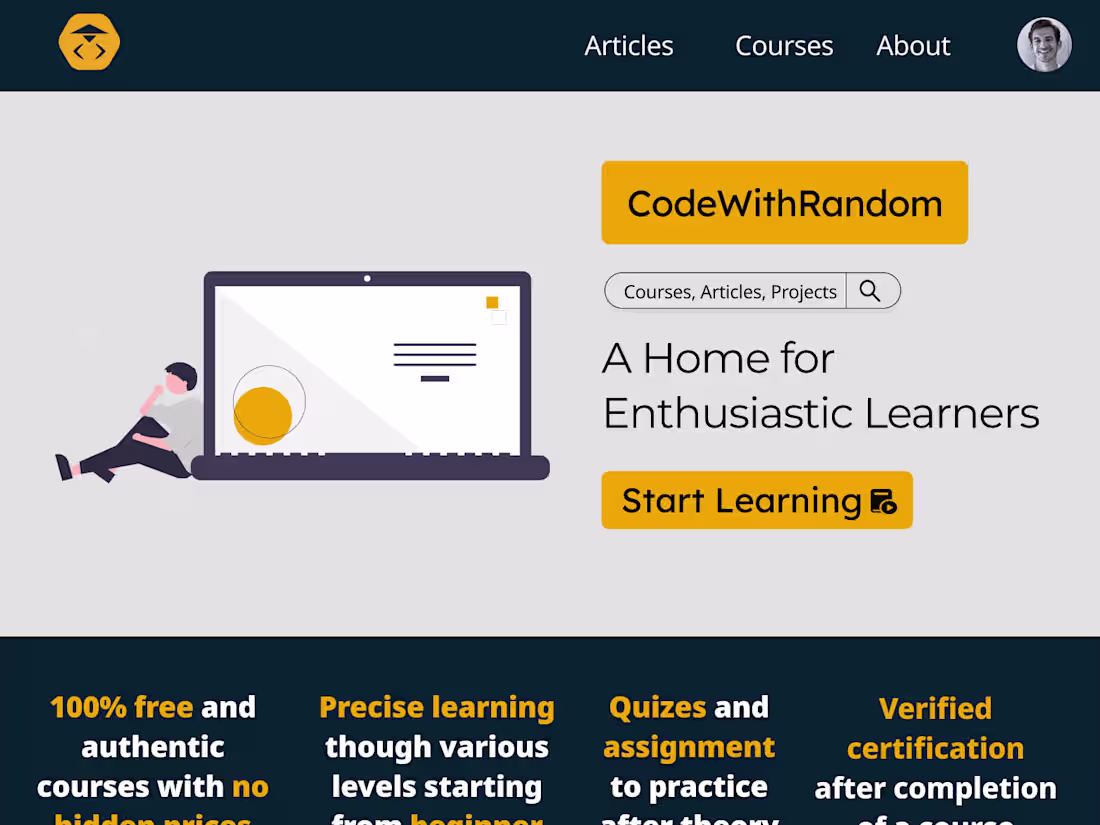 Cover image for Codewithrandom E-learning platform for frontend 