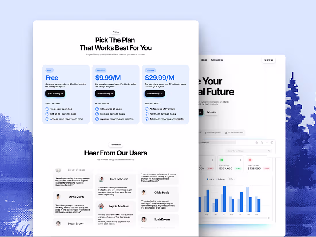 Cover image for Finanly - Finance Dashboard Website Template Design