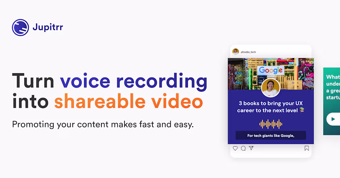 Cover image for Jupitrr - Voice recordings into shareable videos