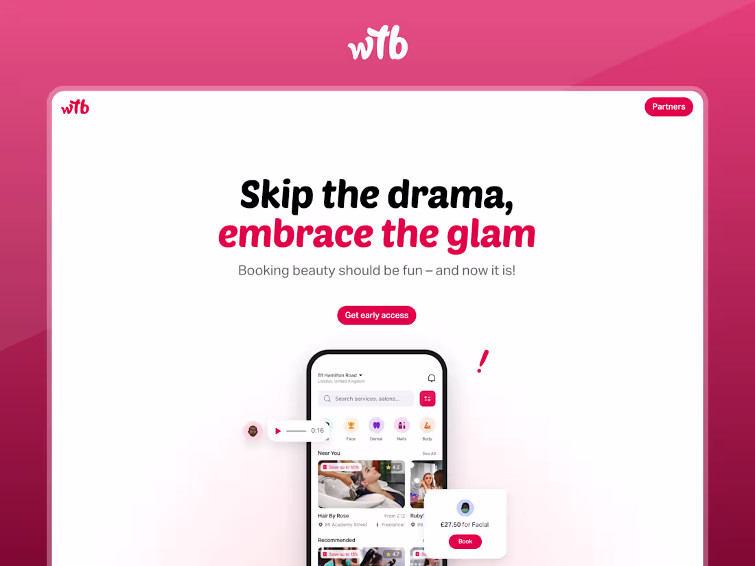 Cover image for WayToBook — Glam-Ready Landing Page Built in Framer