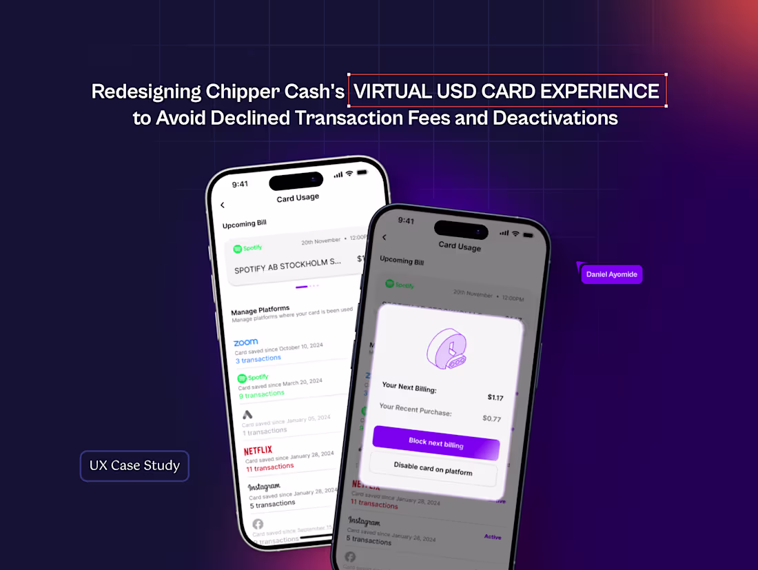 Cover image for Redesigning Chipper Cash Virtual Card Experience