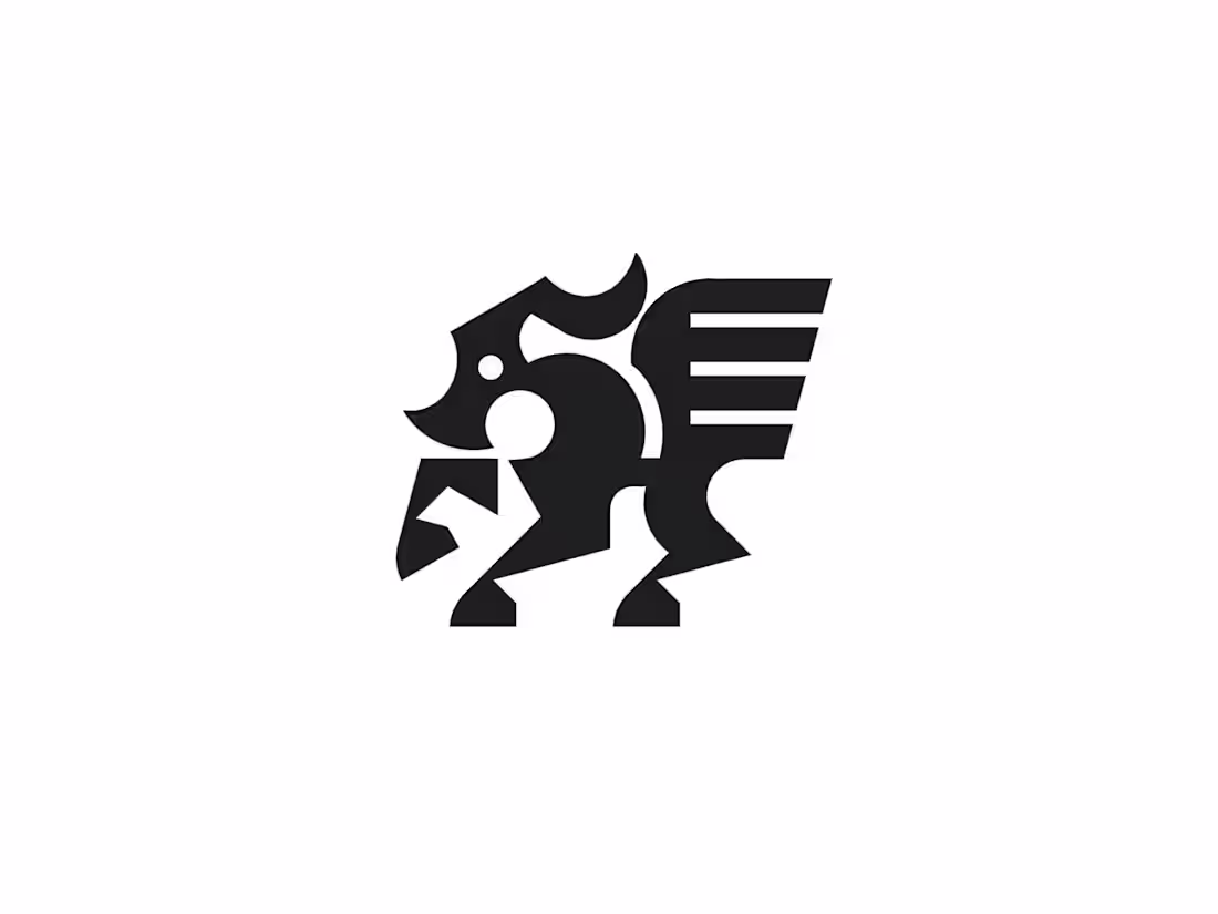 Cover image for Mythical pegasus horse dragon logo blends the grace of a peg...