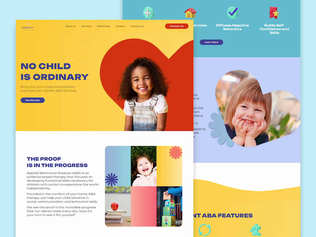 Cover image for Website Design Concept for Autism Care Child Centered 