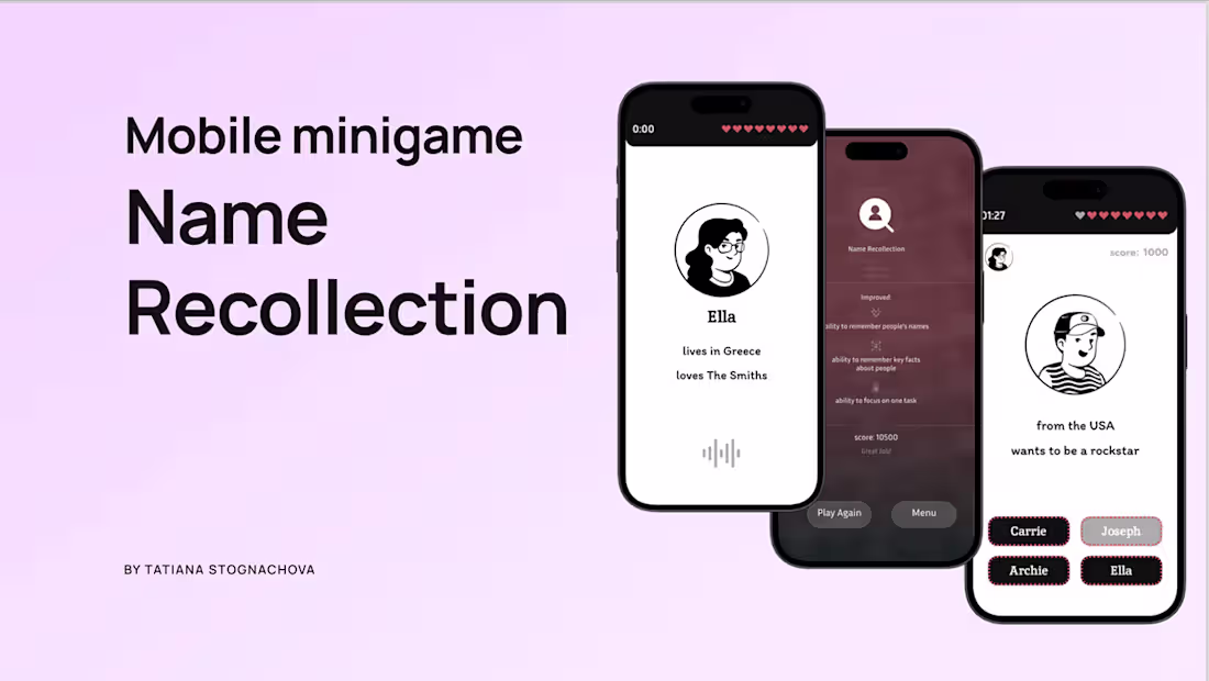 Cover image for Name Recollection | UX/UI design :: Behance