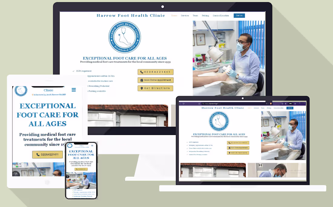 Cover image for 🩺Harrow Foot Health Clinic Website