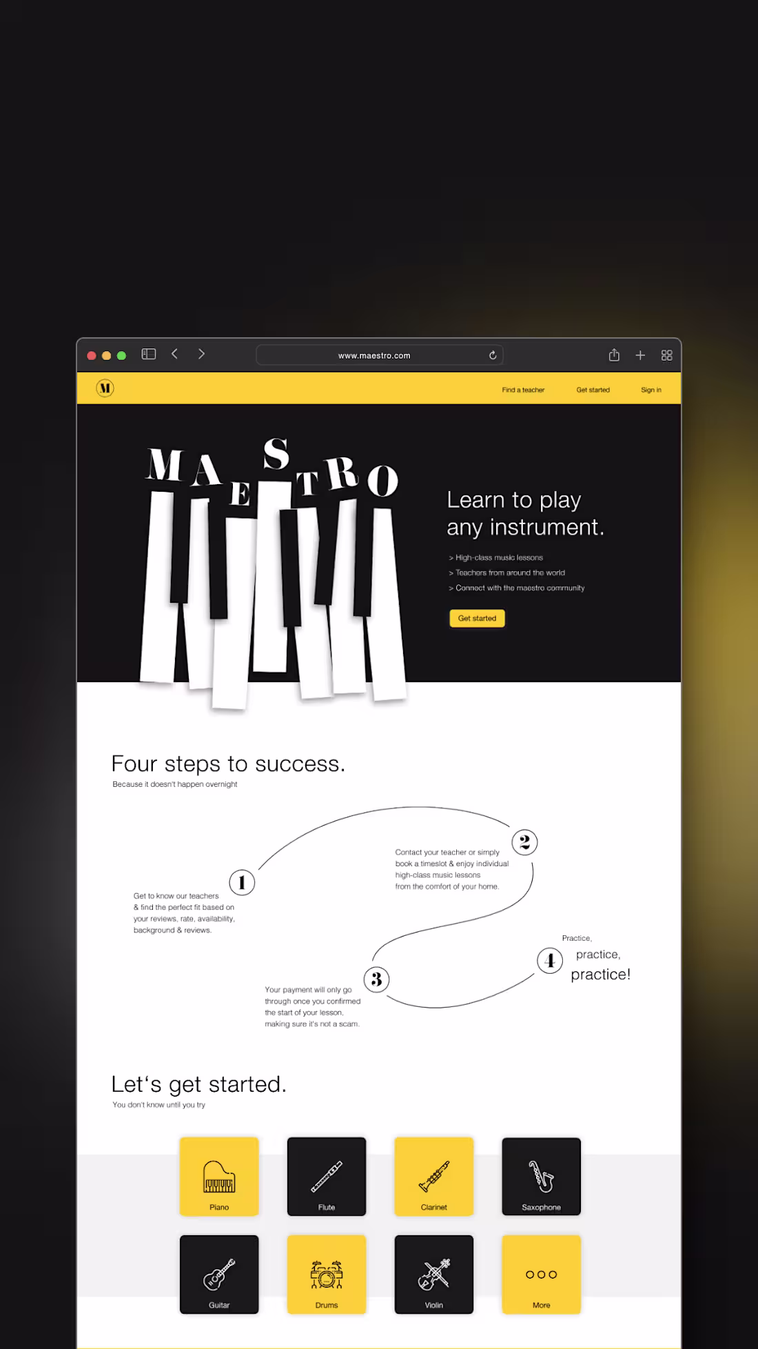 Cover image for Website Design for an online music school