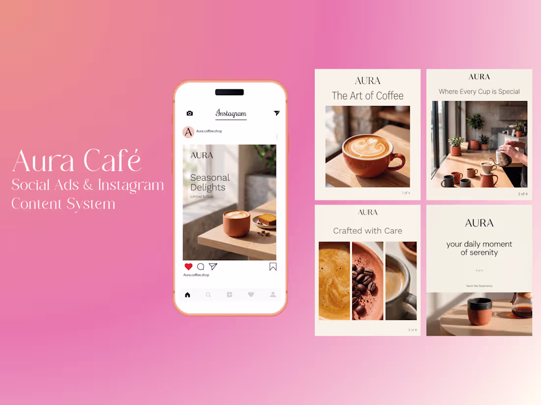 Cover image for Aura Café — Social Ads & Instagram Content System