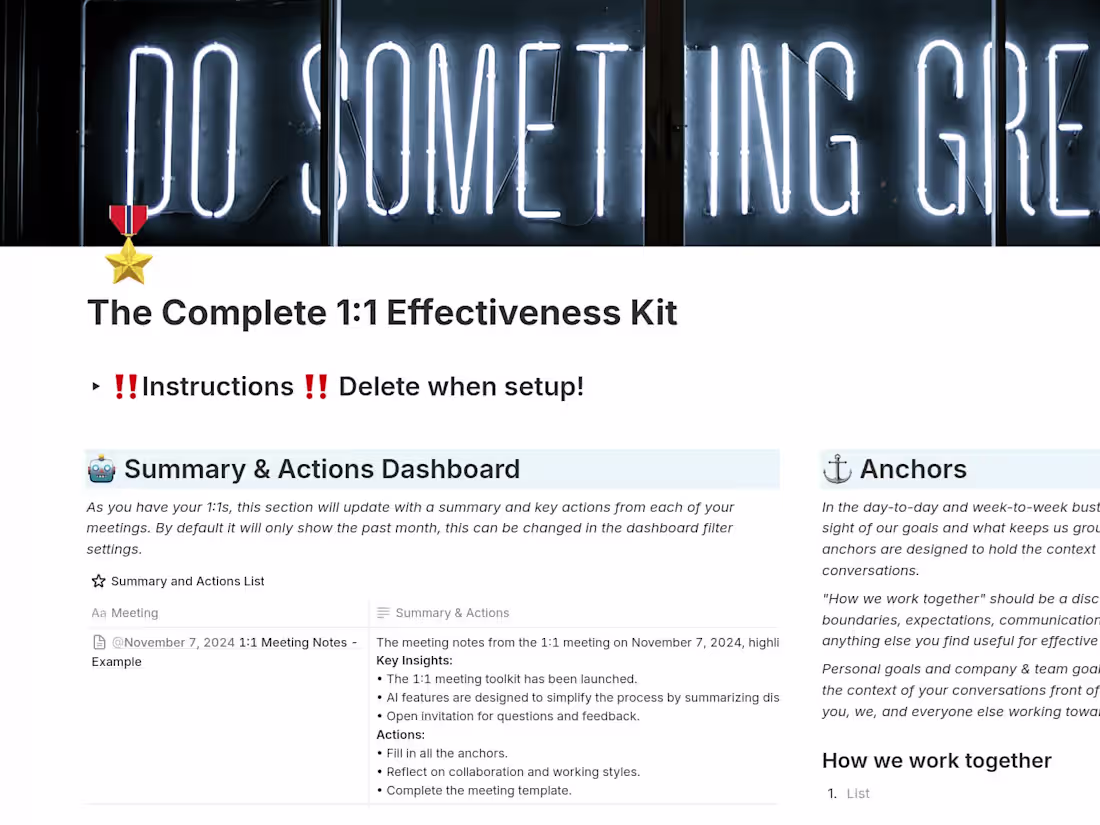 Cover image for Complete 1-1 effectivness Notion template