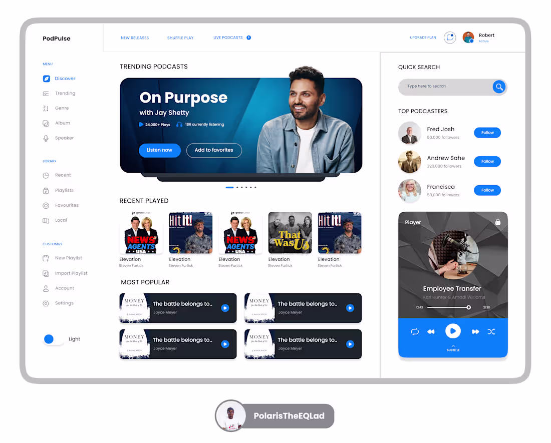 Cover image for PodPulse: Podcast Streaming Web App UI Design