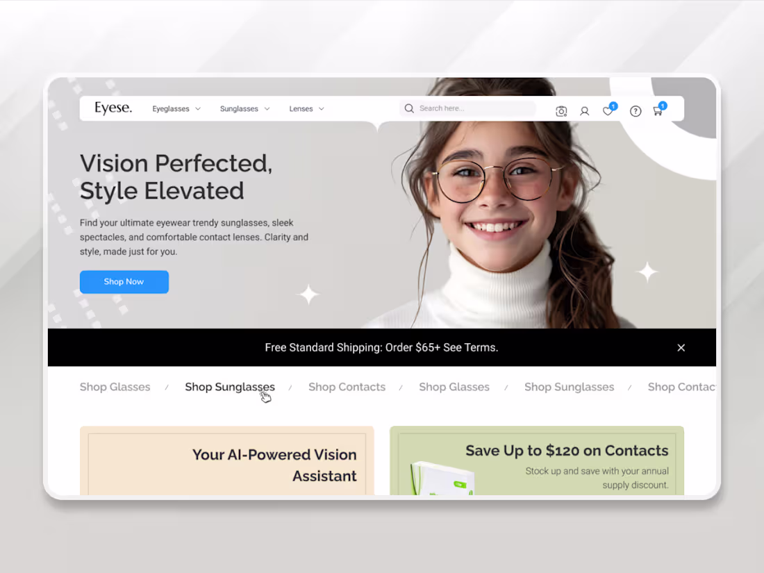 Cover image for Eyese — Eyewear E-commerce UI Design