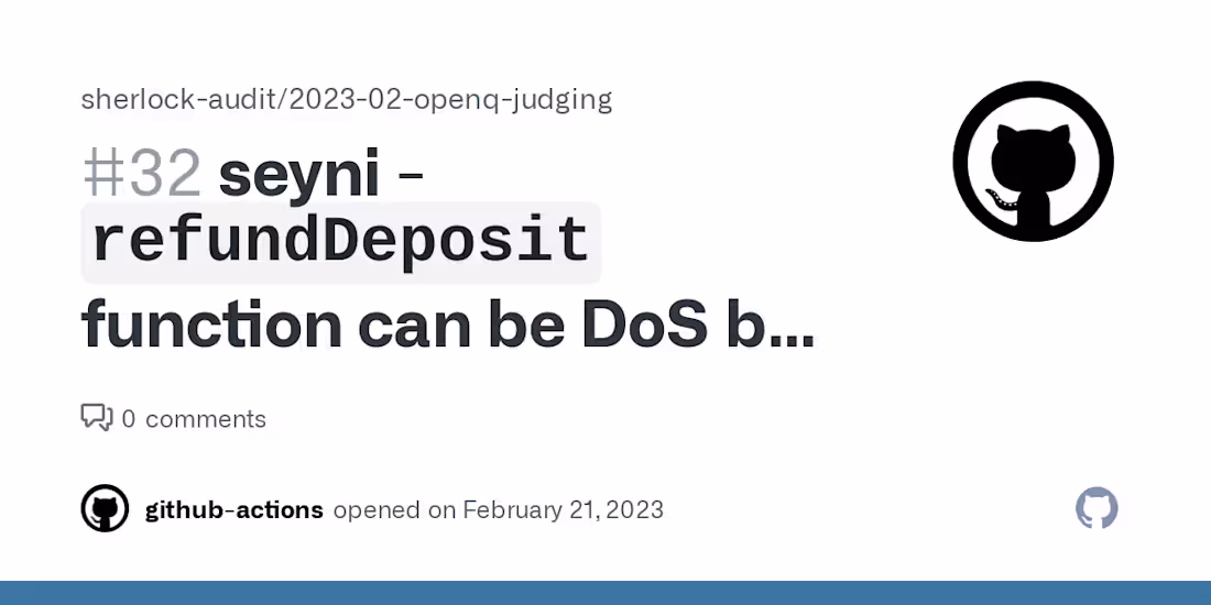 Cover image for refundDeposit function can be DoS by an unbounded loop in getLo…