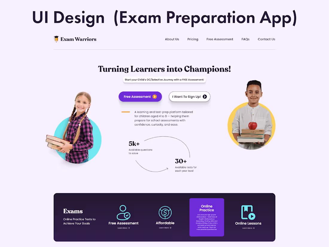 Cover image for UI Design — Exams Warriors (Exam Preparation App)