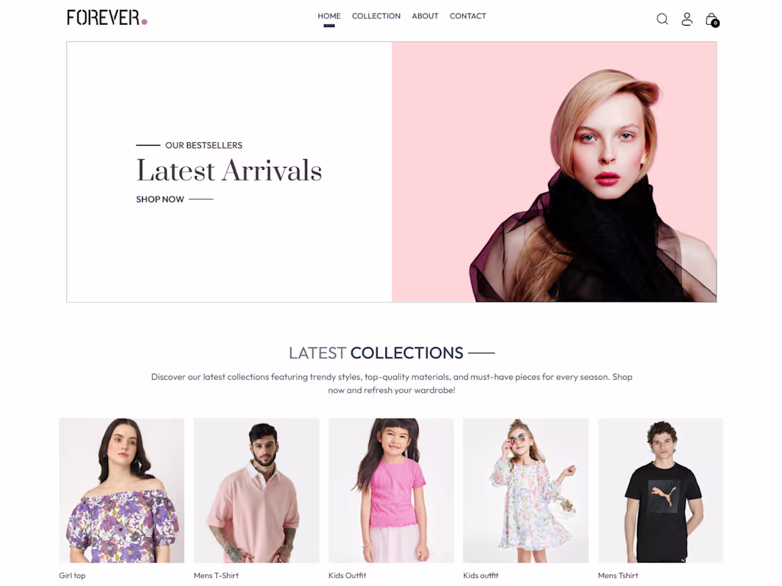 Cover image for Forever. Full-Stack E-commerce Web application