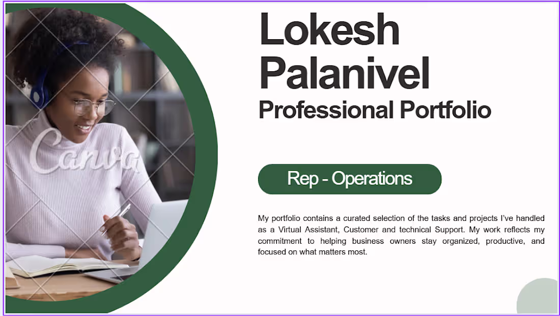 Cover image for Operations Support Portfolio – Lokesh Palanivel