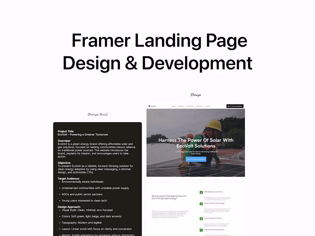 Cover image for Framer → Landing Page Design & Development