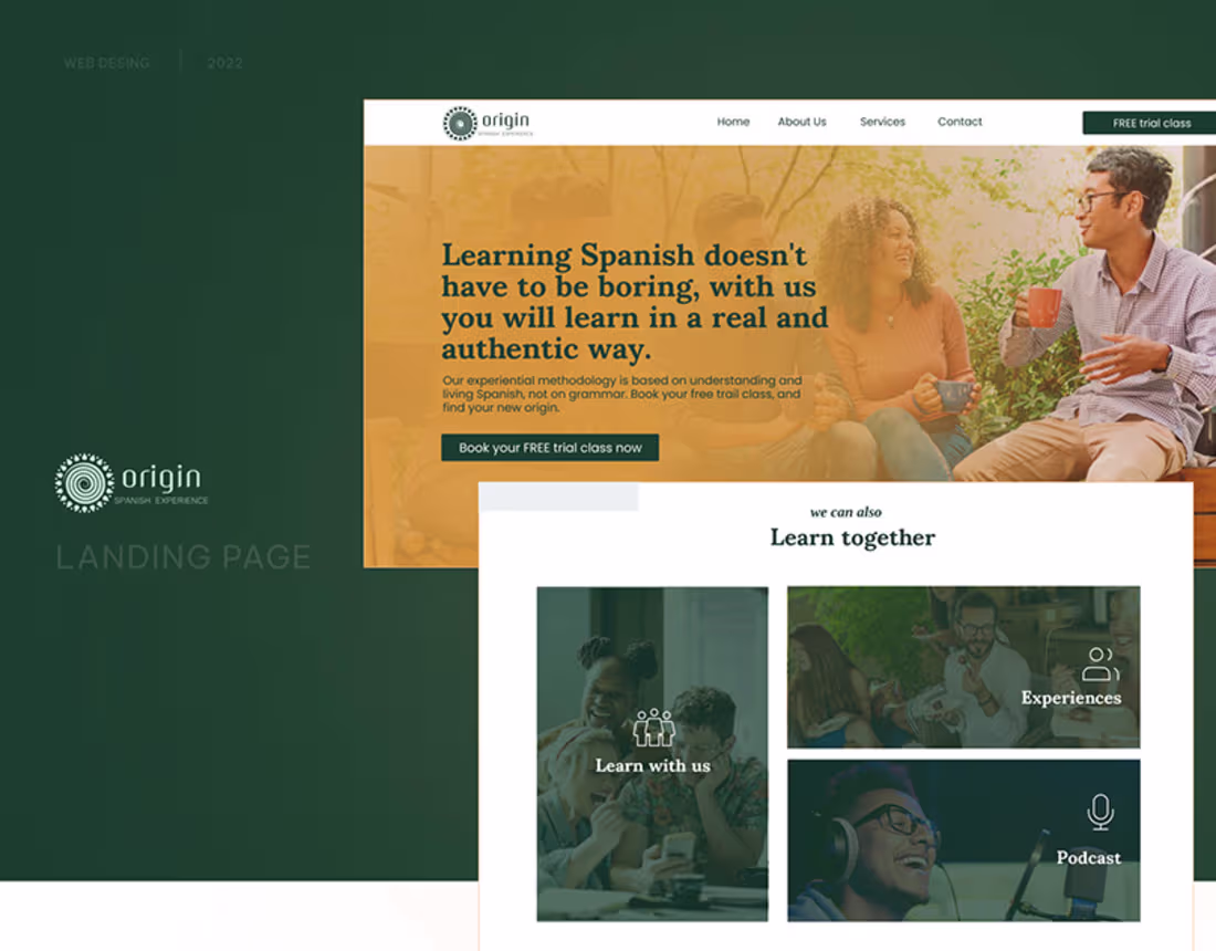 Cover image for Landing page spanish learning on Behance