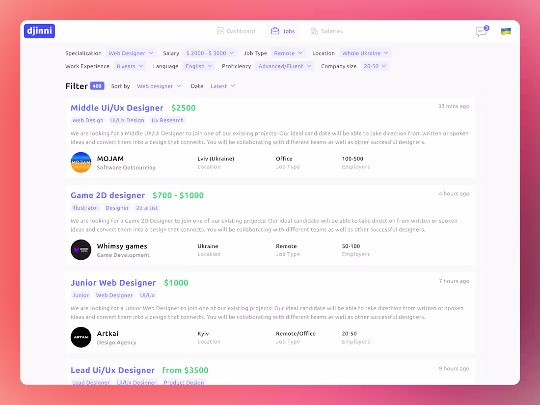 Cover image for Djinni - 🧑‍💼 Recruitment Platform | Desktop | Ui/Ux Startup