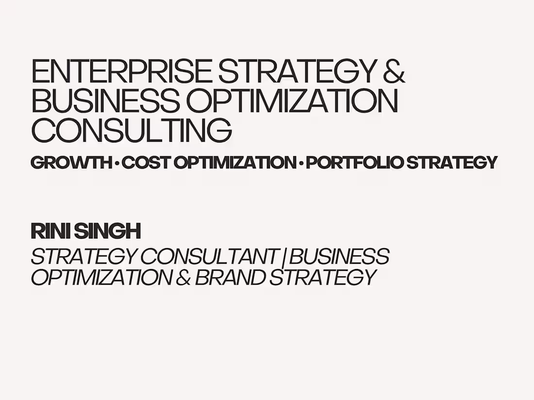 Cover image for Enterprise Strategy & Business Optimization Consulting