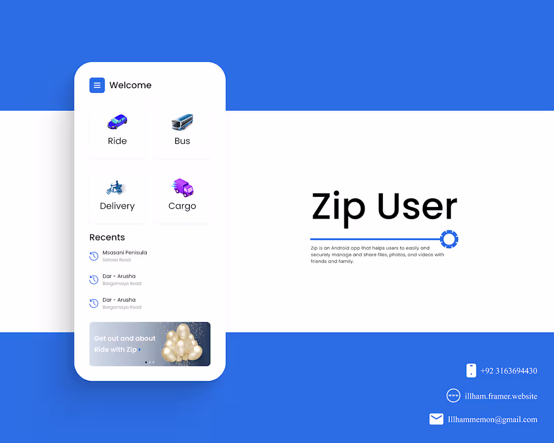 Cover image for Zip User (Ride Booking App)