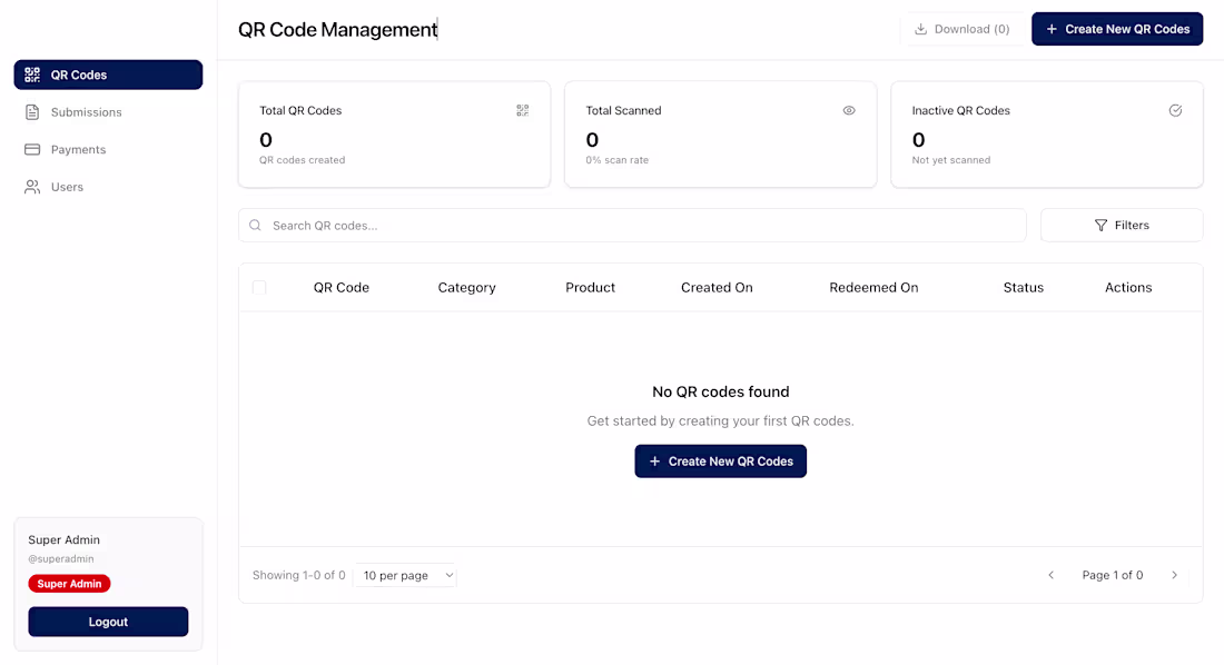 Cover image for QR Code Management & Cashback System