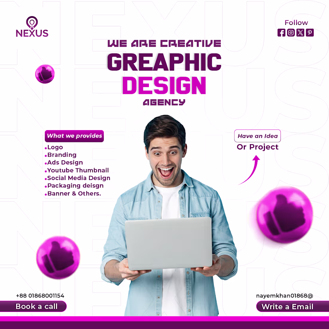 Cover image for Nexus Creative Design Agency Goal: To create a crisp and ene...