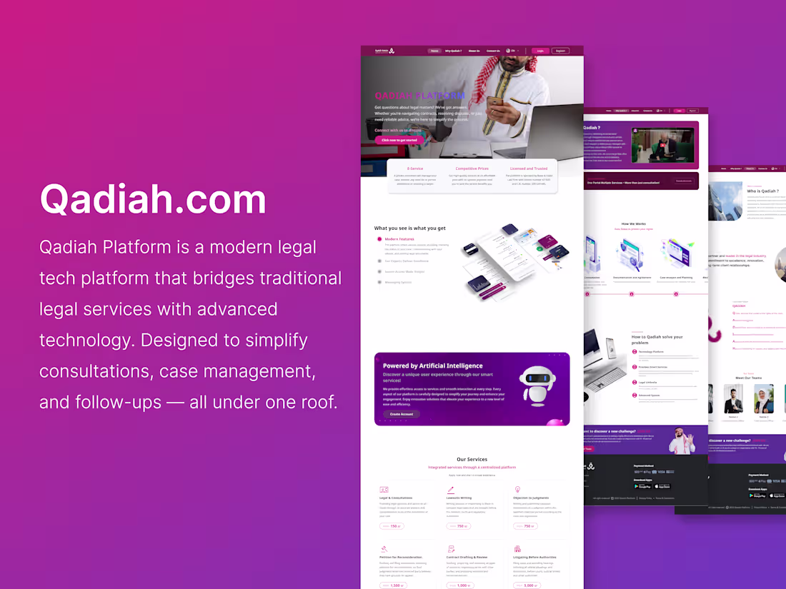 Cover image for I crafted a full UI exploration for the Qadiah website, focu...