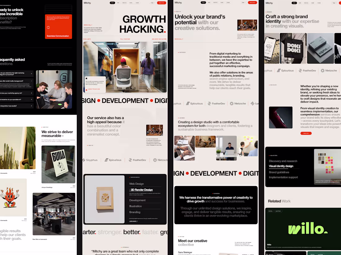 Cover image for Marketing agency website design. Design in Figma, developmen...