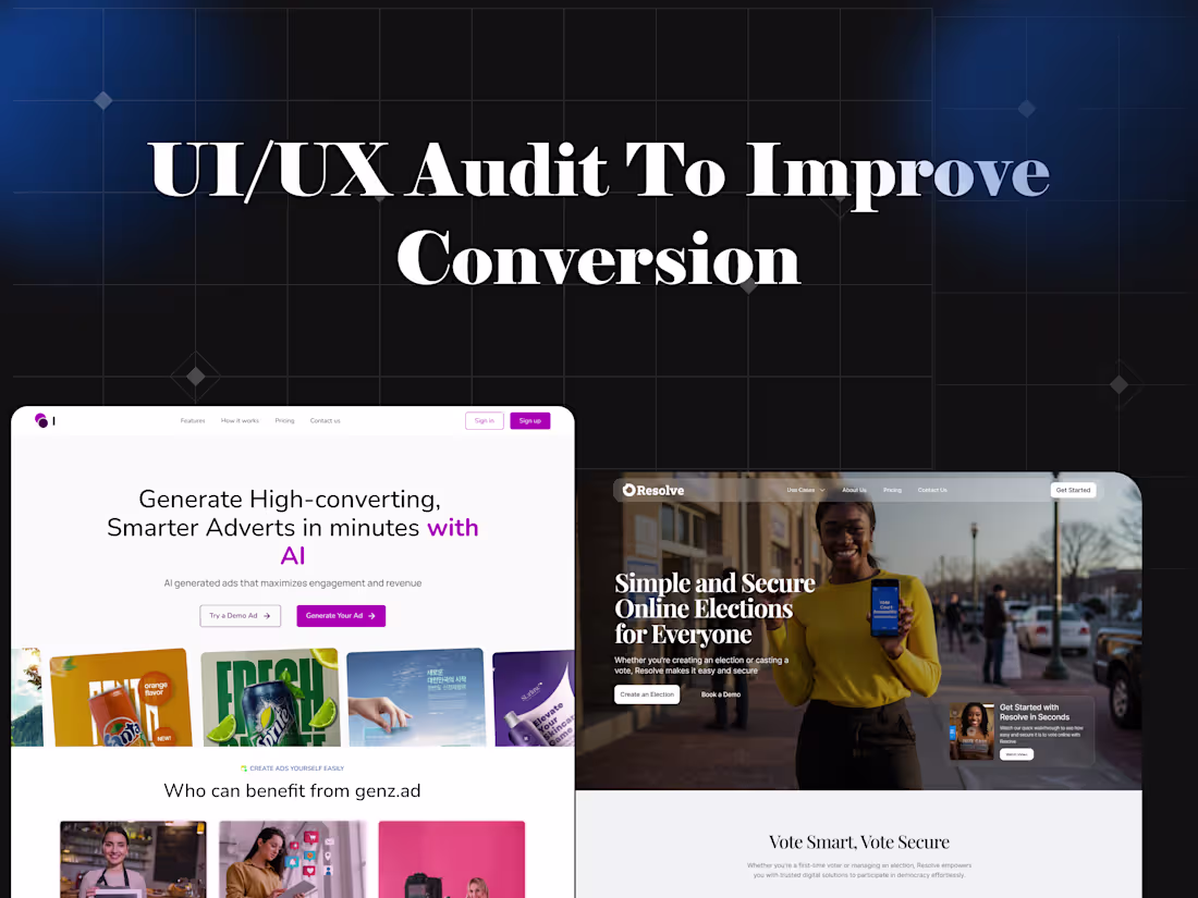 Cover image for UI/UX Audit to fix friction and Improve Conversion
