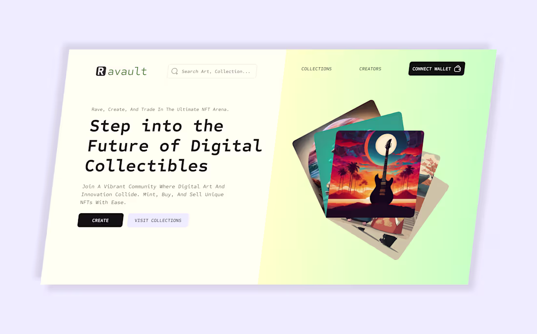 Cover image for Ravault NFT Marketplace Landing Page