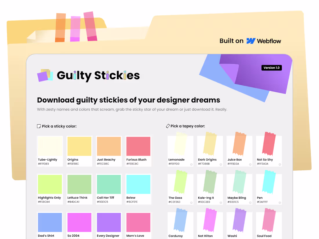 Cover image for I'm joining the Webflow challenge with Guilty Stickies (http...