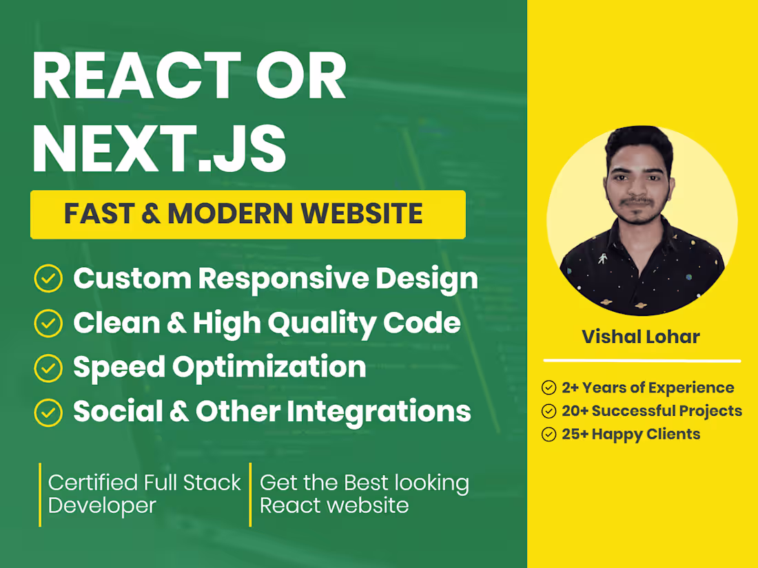 Cover image for I will build a custom React or Next.js Website