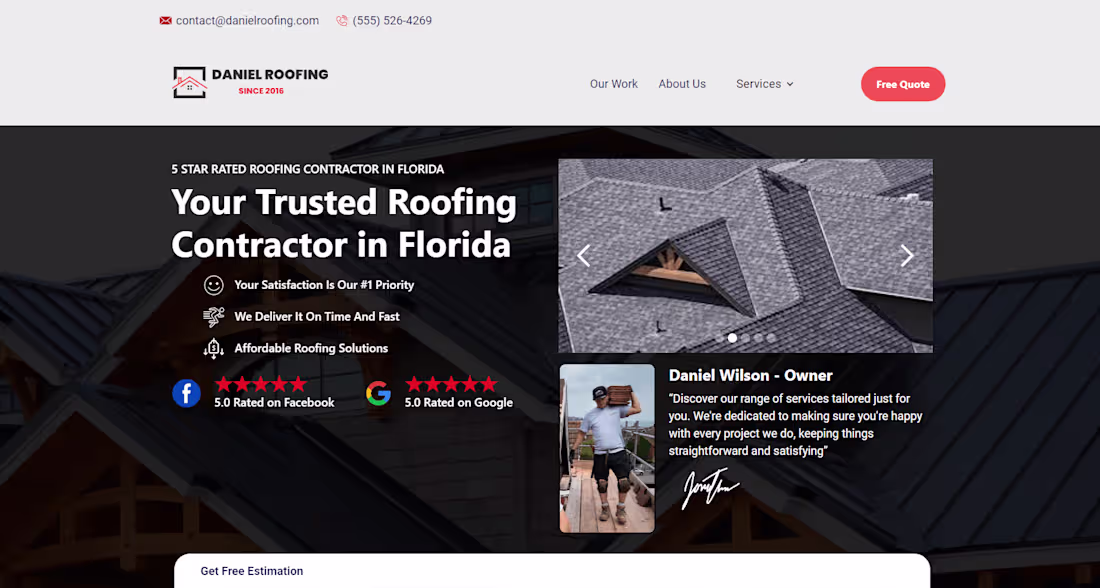Cover image for Daniel Roofing Website 
