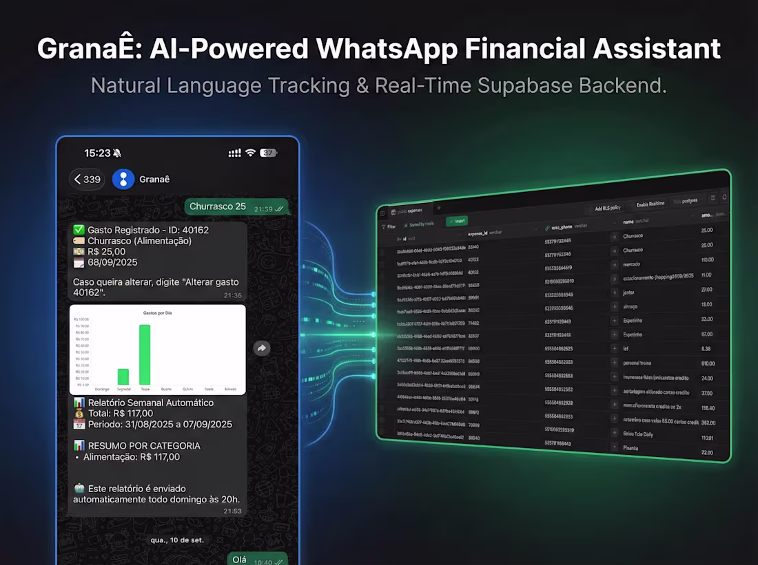 Cover image for GranaÊ: AI-Powered Personal Finance Agent on WhatsApp
